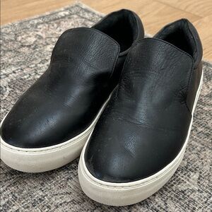 J/SLIDES Black Leather Slip-On Shoes